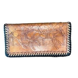 TOOLED LEATHER WALLET HORSES